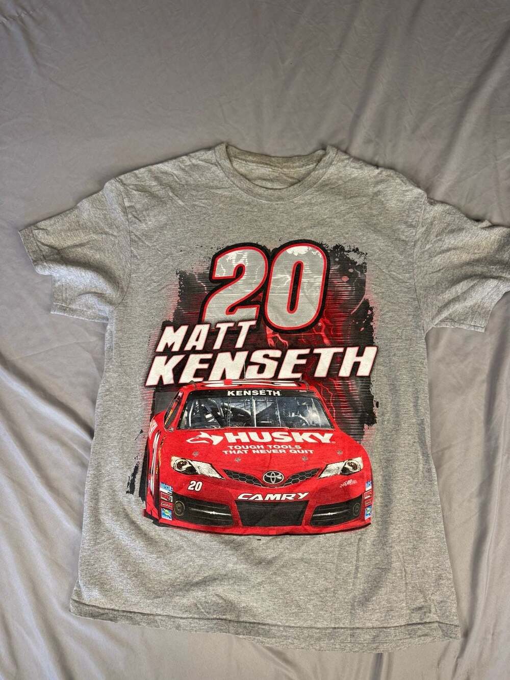 NASCAR Matt Kenseth #20 Husky Tools Toyota Camry Grey Graphic T-Shirt